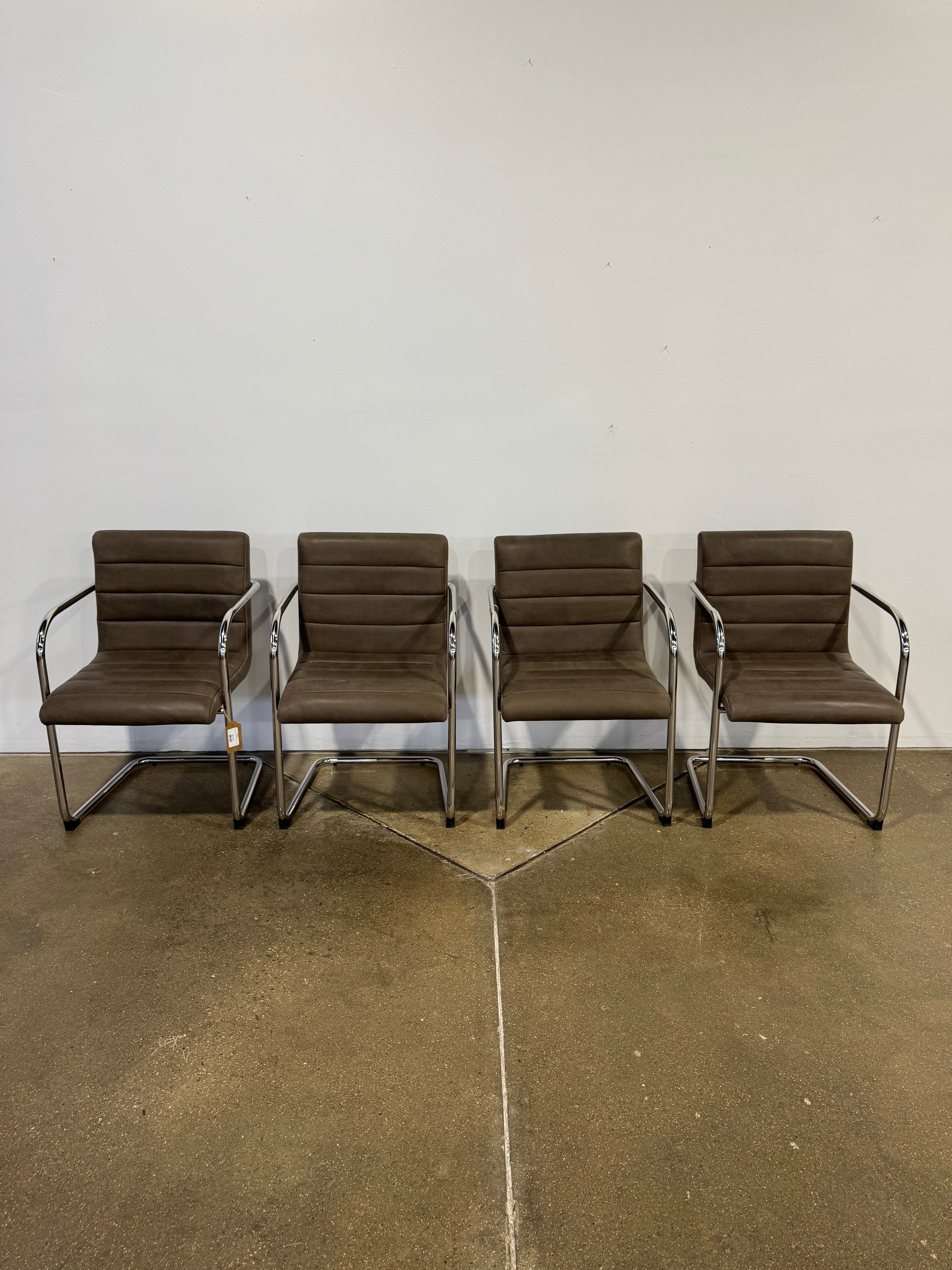 Moe's Pedro Dining Chair Dark Brown Leather - Set of Two - Image 1