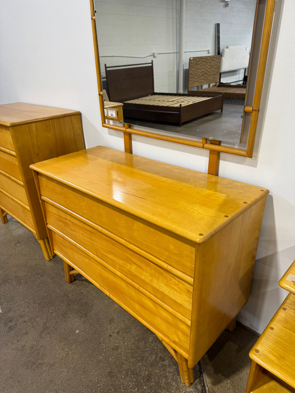 Heywood Wakefield Bamboo Dresser with Mirror - Image 3