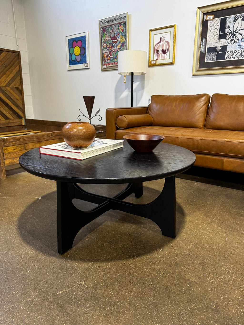 Round Black Coffee Table - Image 2