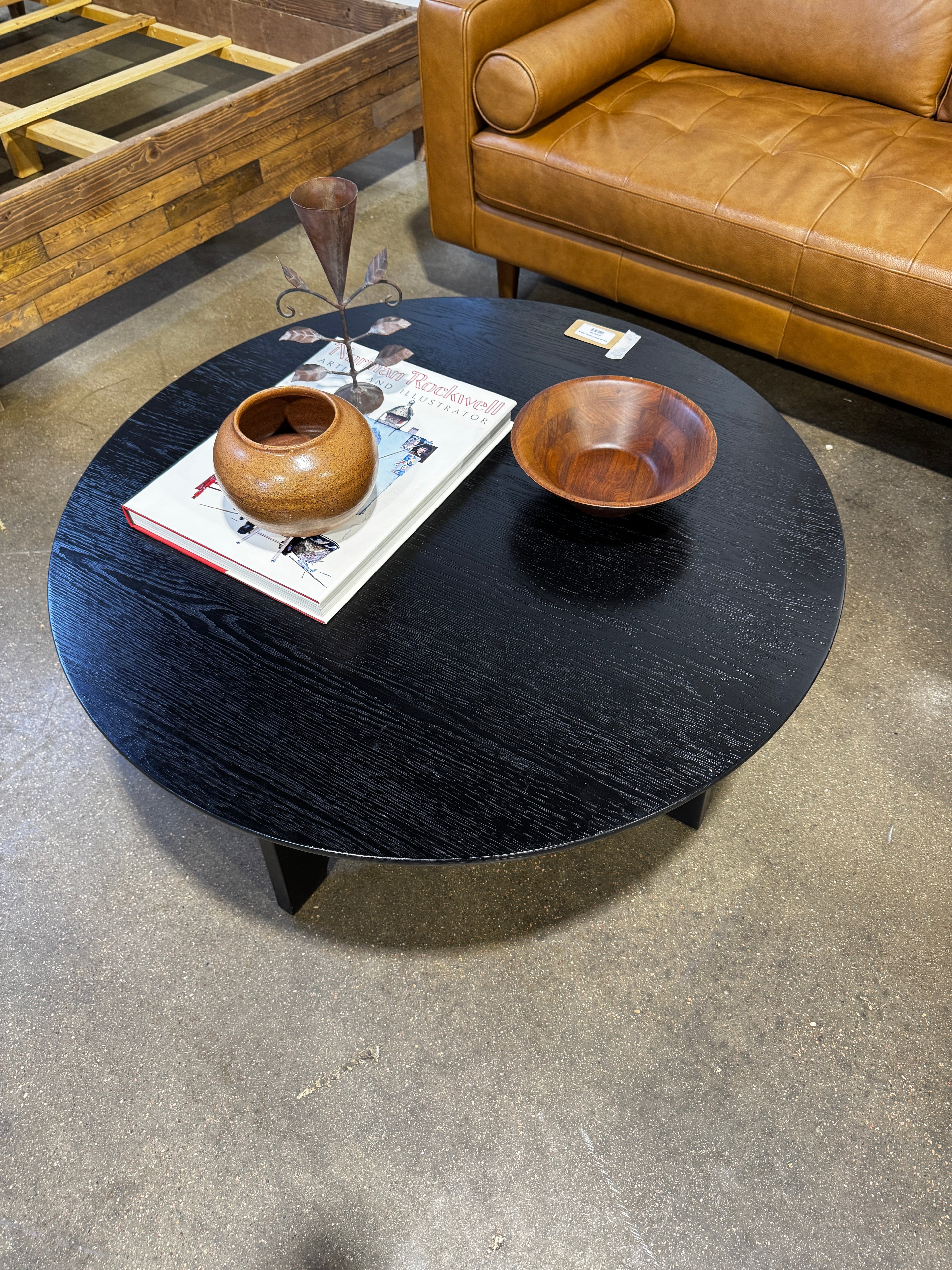 Round Black Coffee Table - Image 3