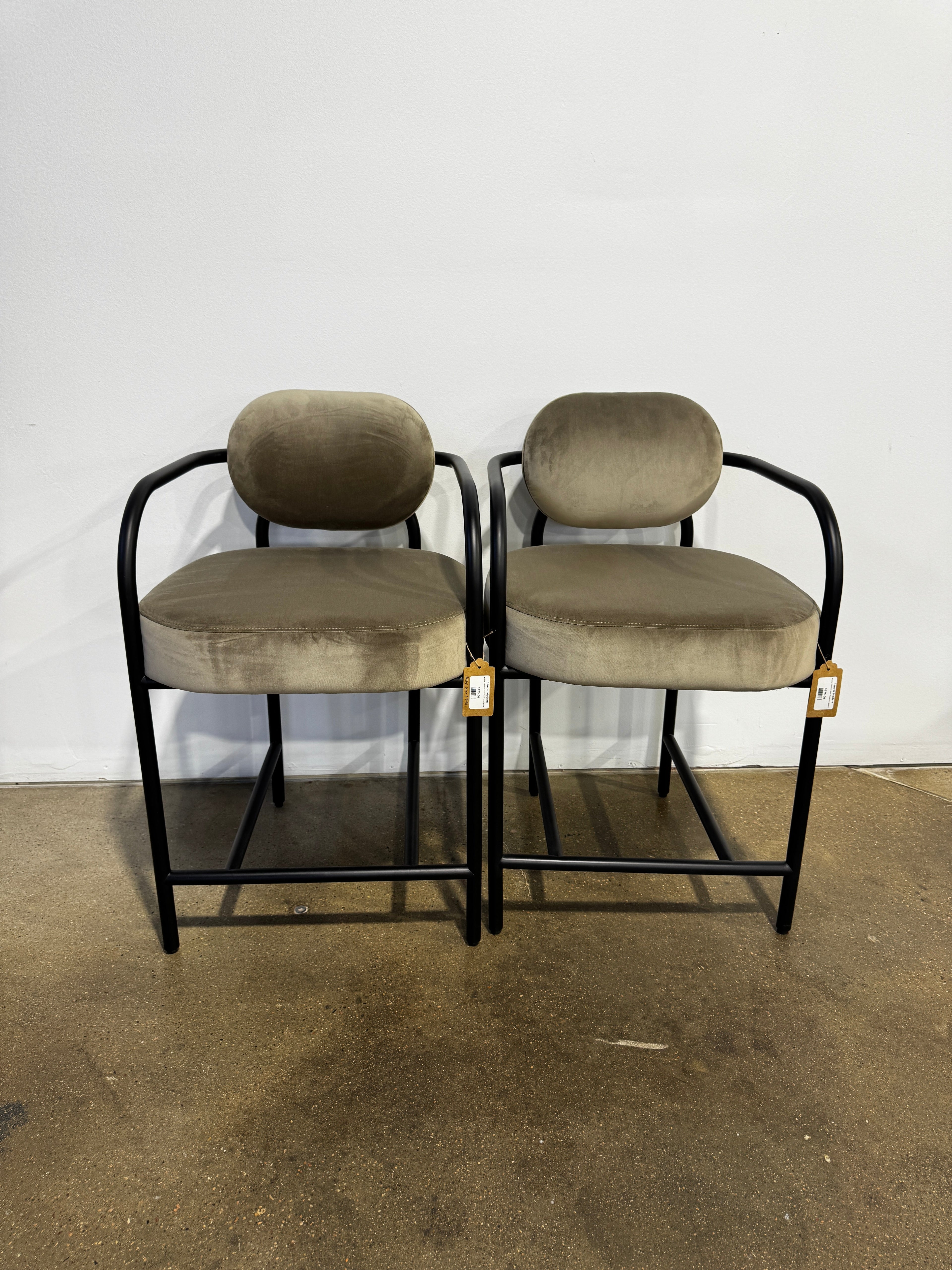 Denver Modern Arches Counter Stool - Mushroom Velvet - Image 1