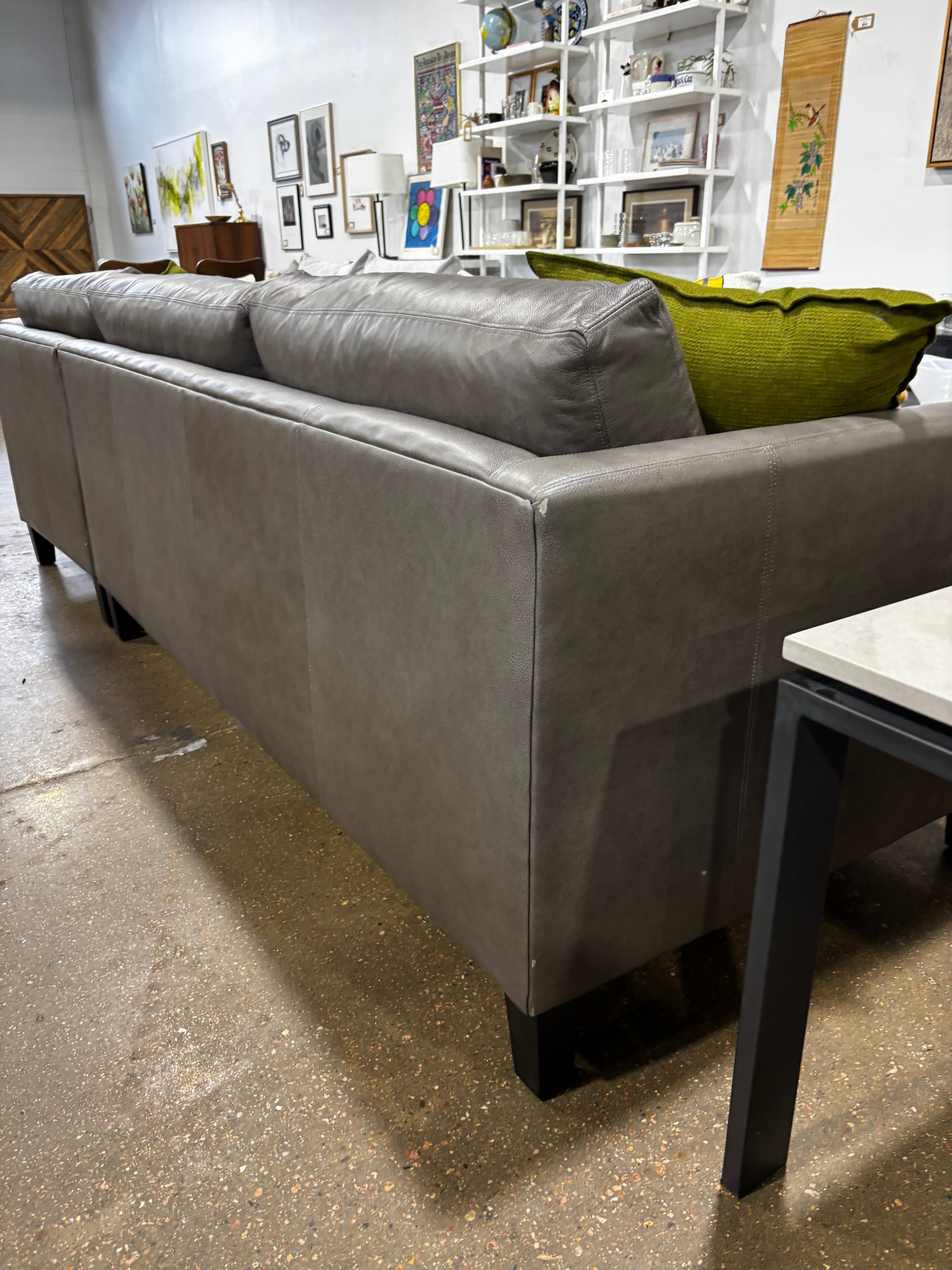 Arhaus Taylor 73” Leather Couch w/ 63” Chaise Sofa - Image 6