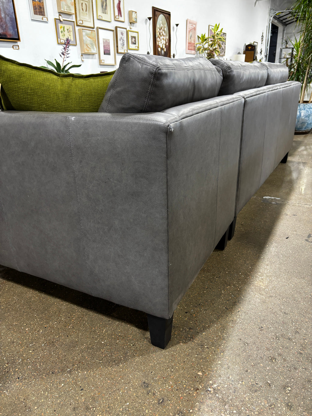 Arhaus Taylor 73” Leather Couch w/ 63” Chaise Sofa - Image 5