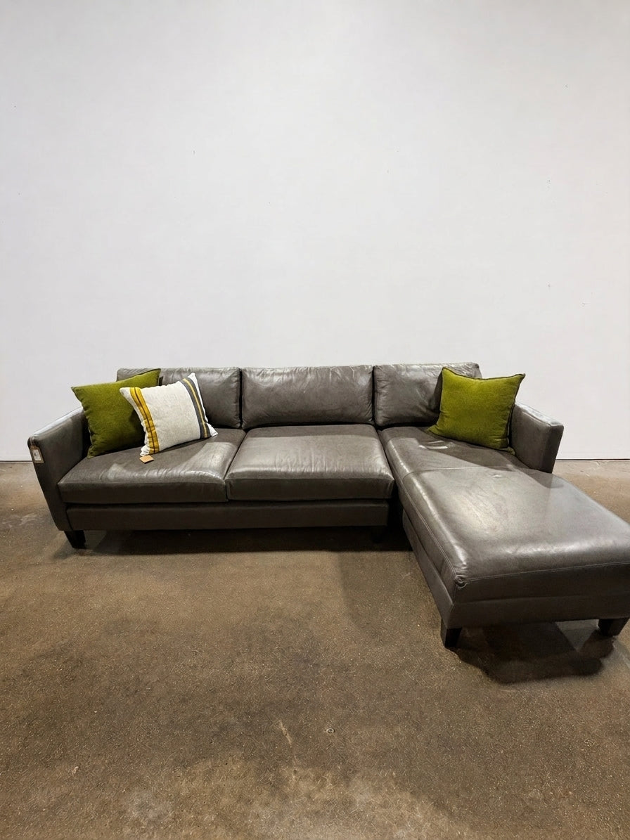 Arhaus Taylor 73” Leather Couch w/ 63” Chaise Sofa - Image 1