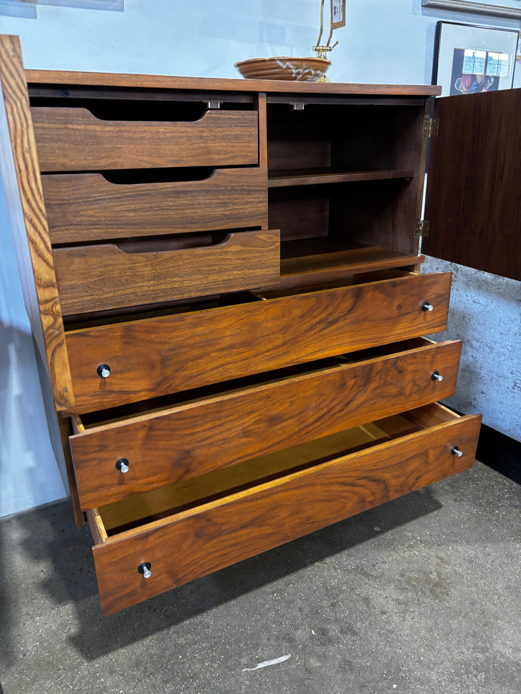 Vintage MCM Dresser Original Laminate Top - Rest is Refinished - Image 7