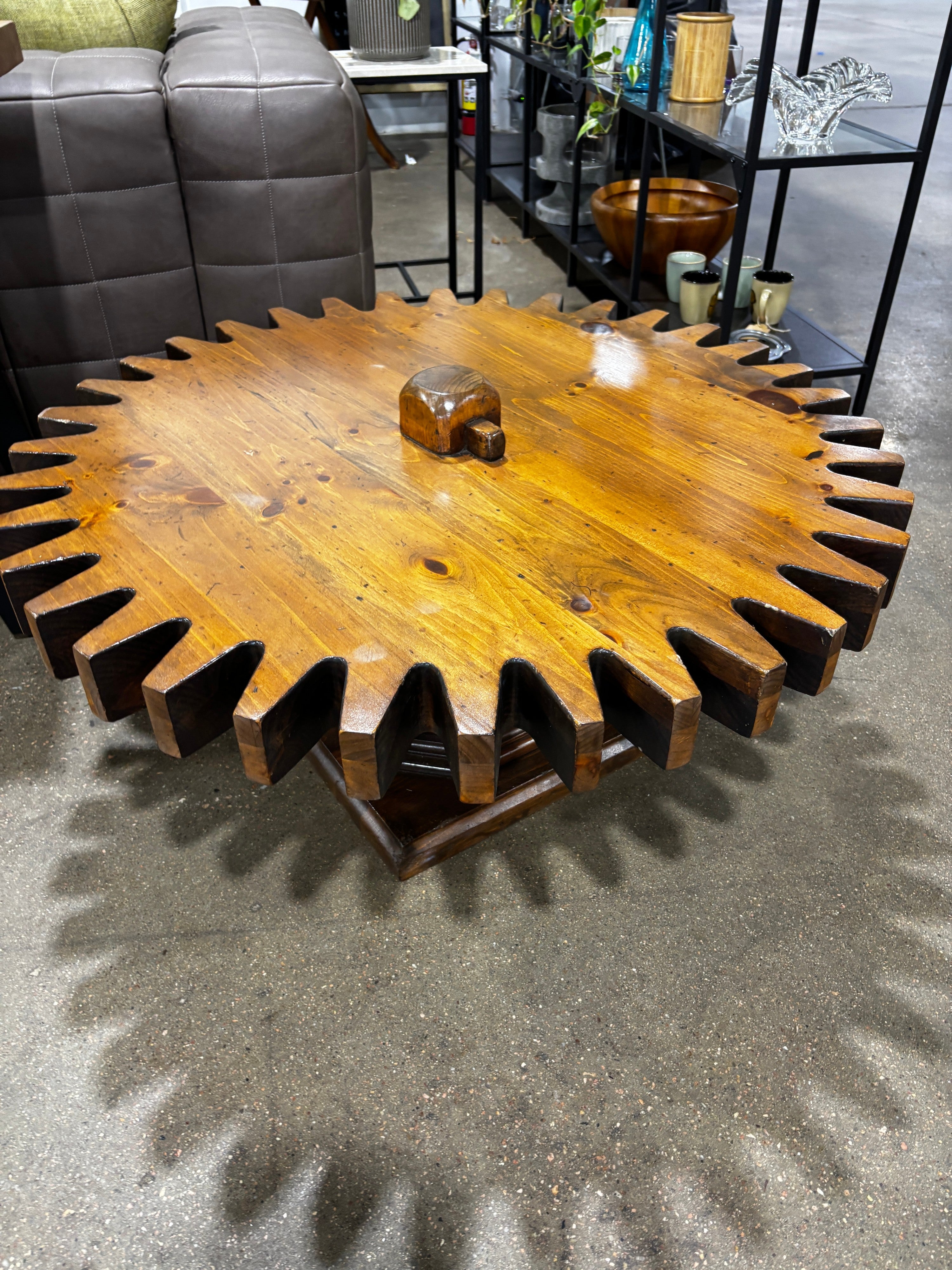 Vintage Ethan Allen 1970s Gear Coffee Table - Image 4