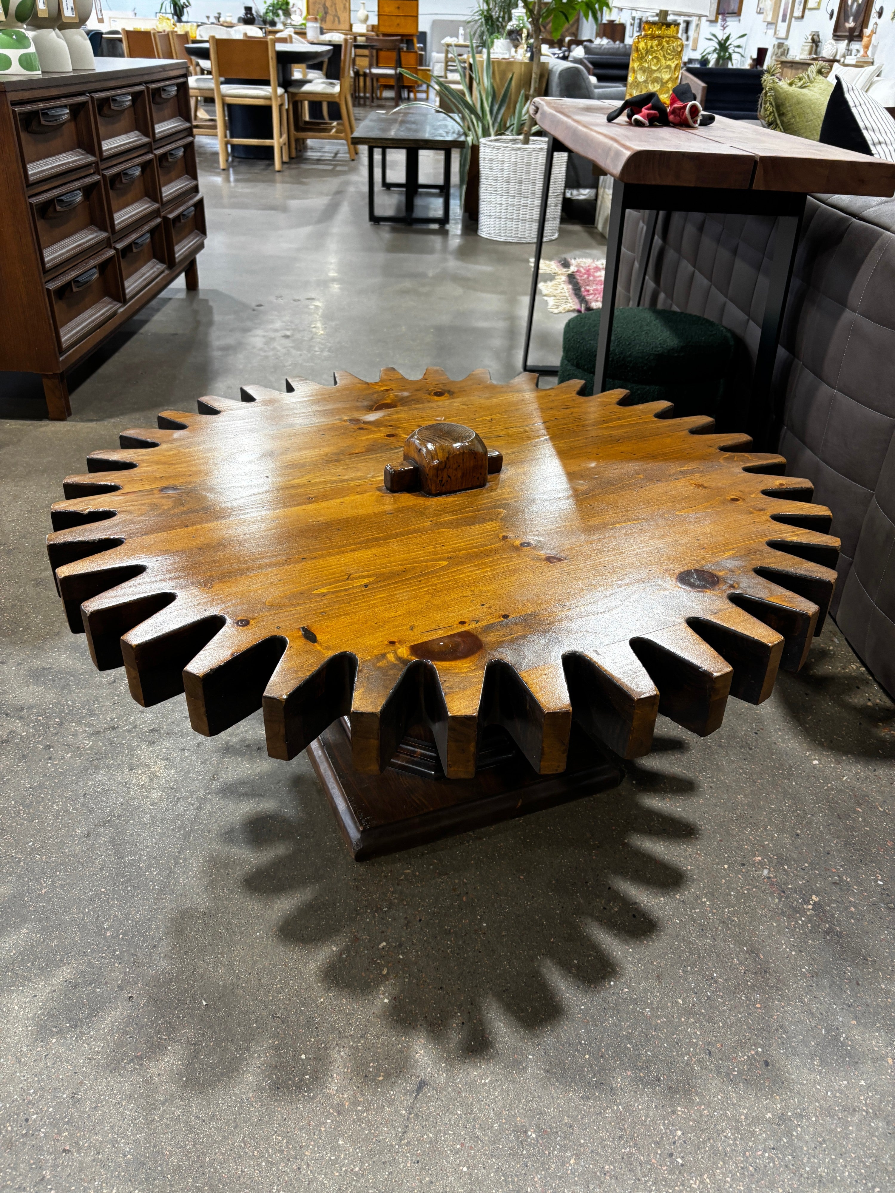 Vintage Ethan Allen 1970s Gear Coffee Table - Image 2