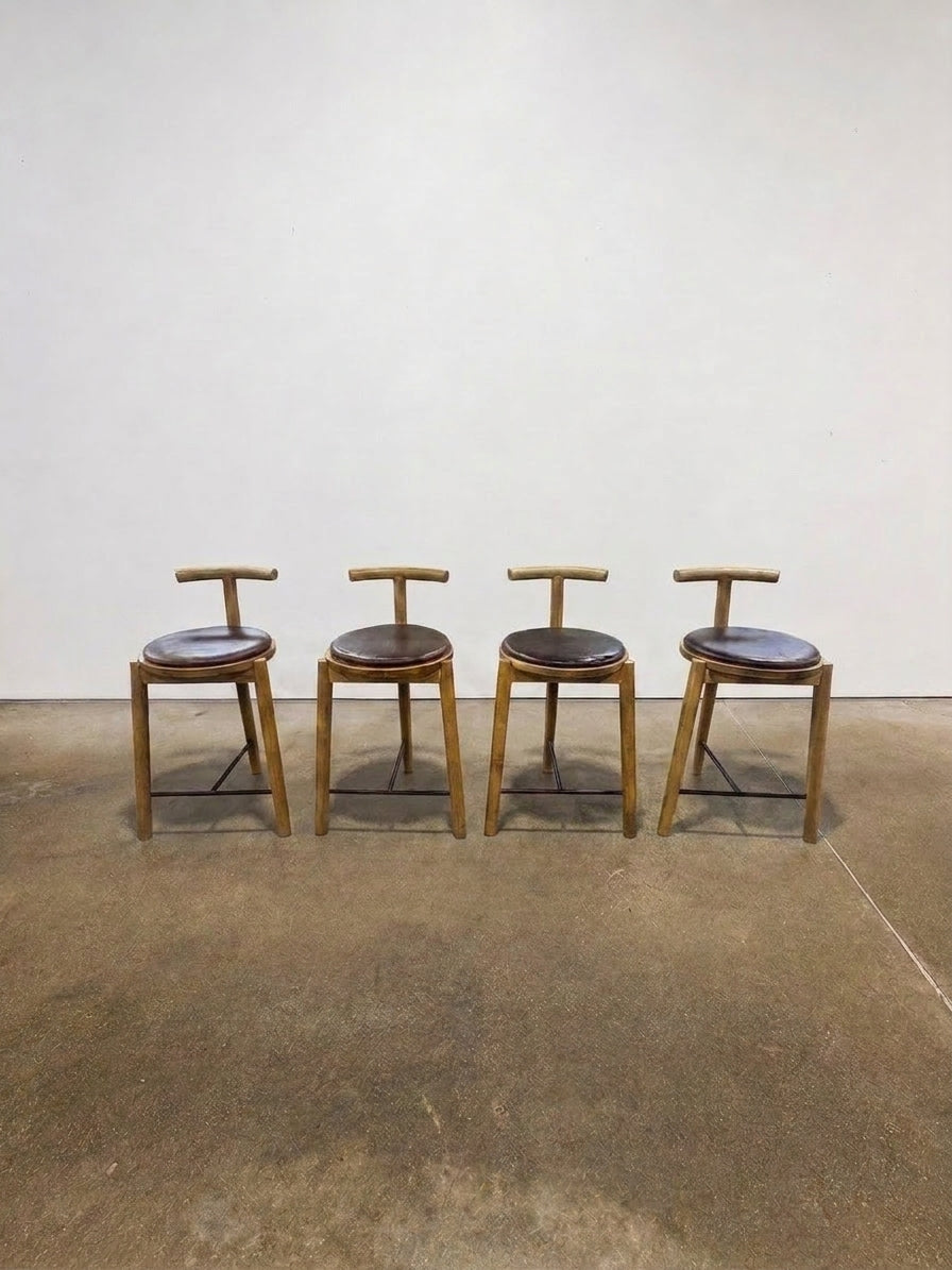 Denver Modern Range Counter Stool Maple Leather - Image 1