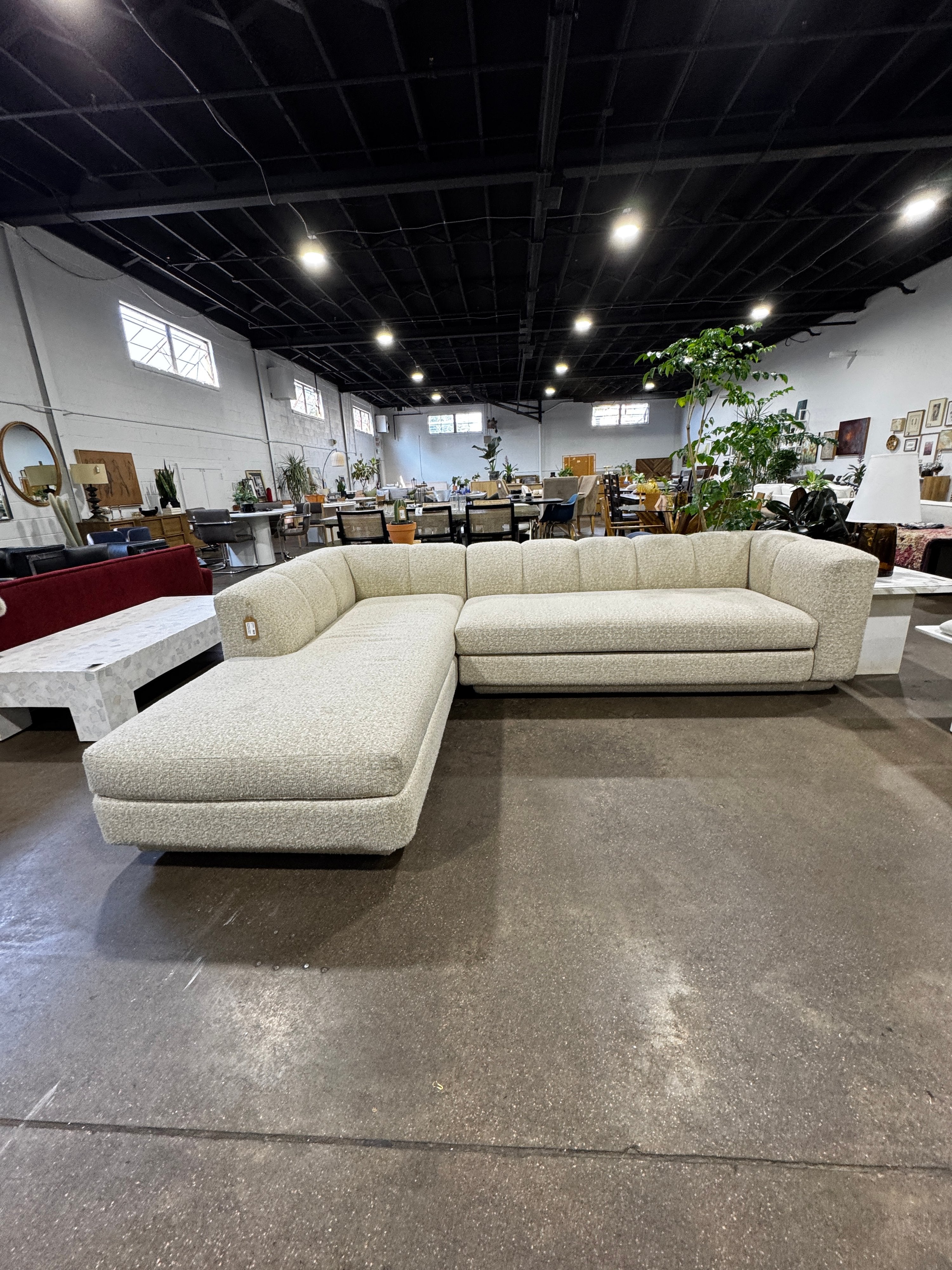CB2 Yarrow 2-Piece L-Shaped Camel Woven Fabric Section - Image 2