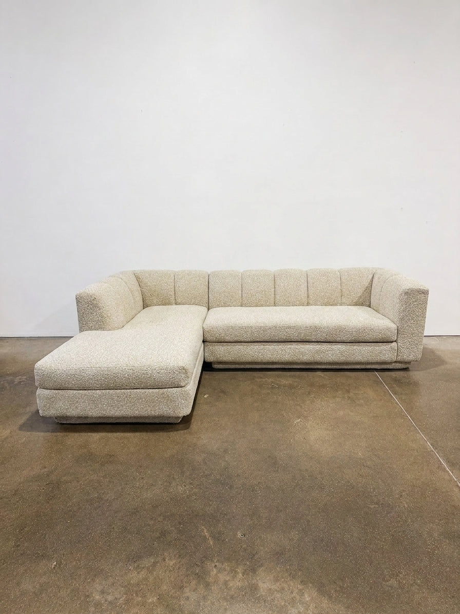 CB2 Yarrow 2-Piece L-Shaped Camel Woven Fabric Section - Image 1