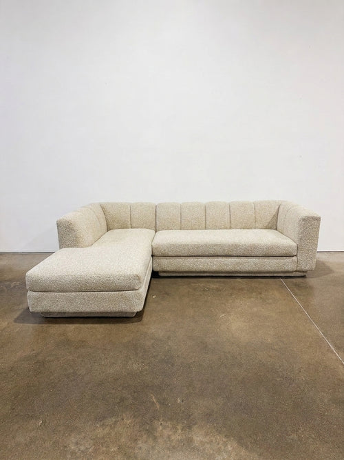 CB2 Yarrow 2-Piece L-Shaped Camel Woven Fabric Section - Image 1