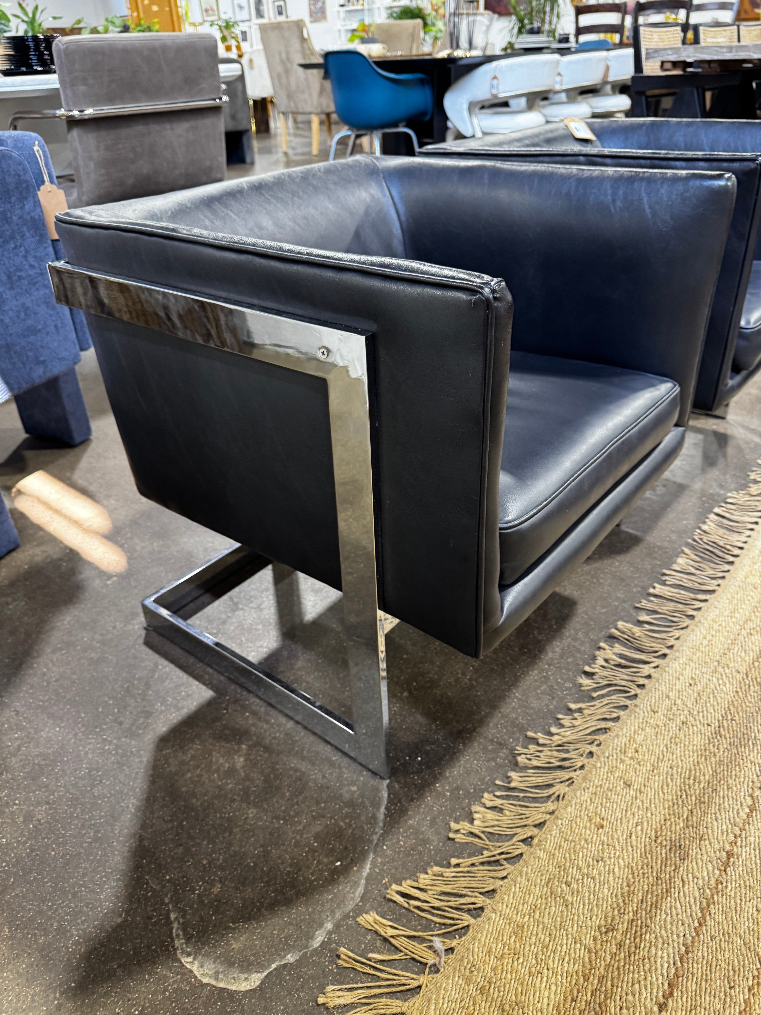 70's Milo Baugham Style Vintage Chrome T-Back Lounge Chairs - Image 8
