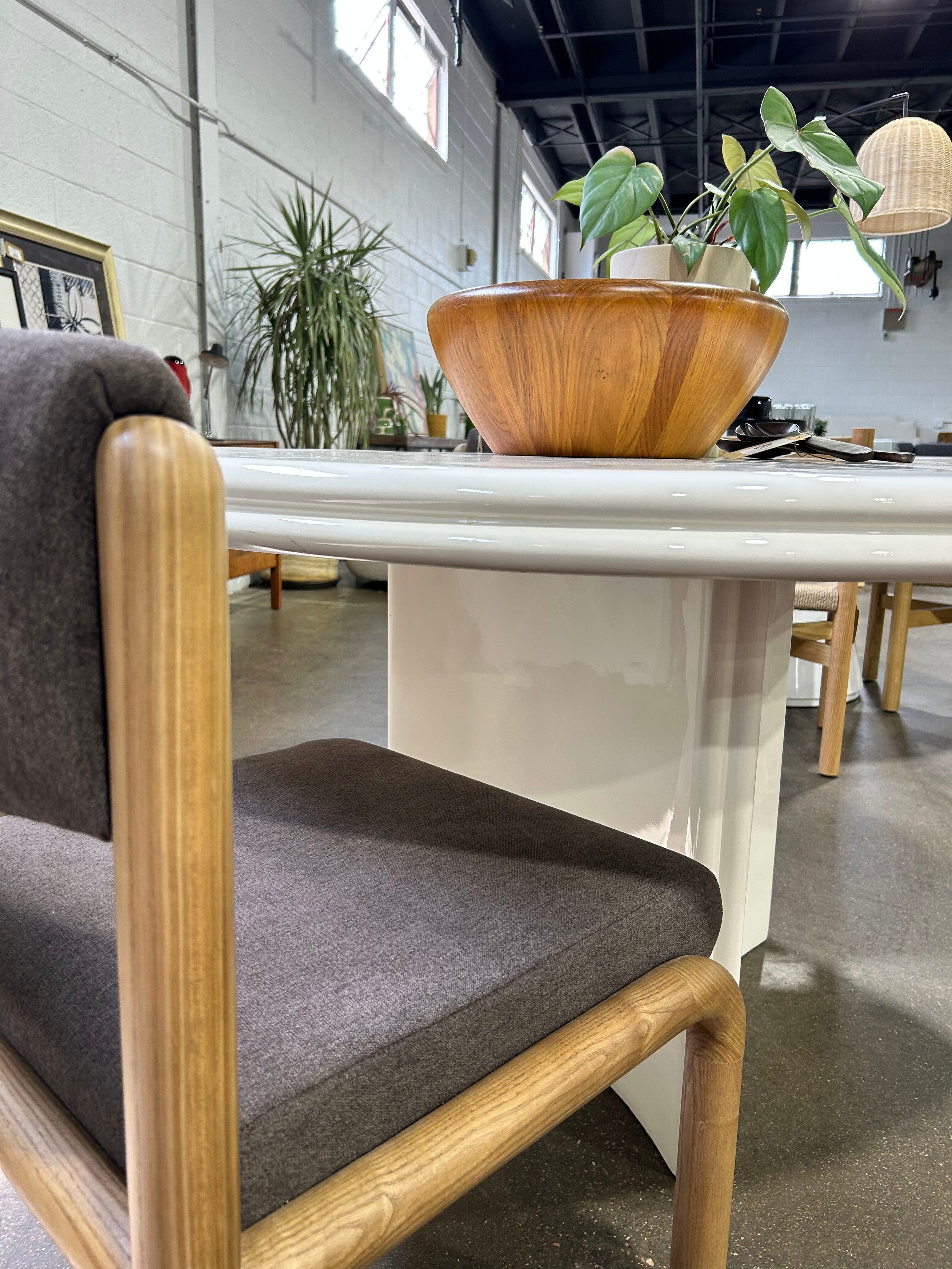 CB2 Vesper 55in Round White Resin Dining Table - Image 3
