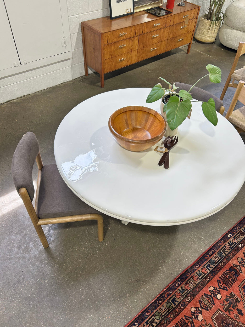 CB2 Vesper 55in Round White Resin Dining Table - Image 4