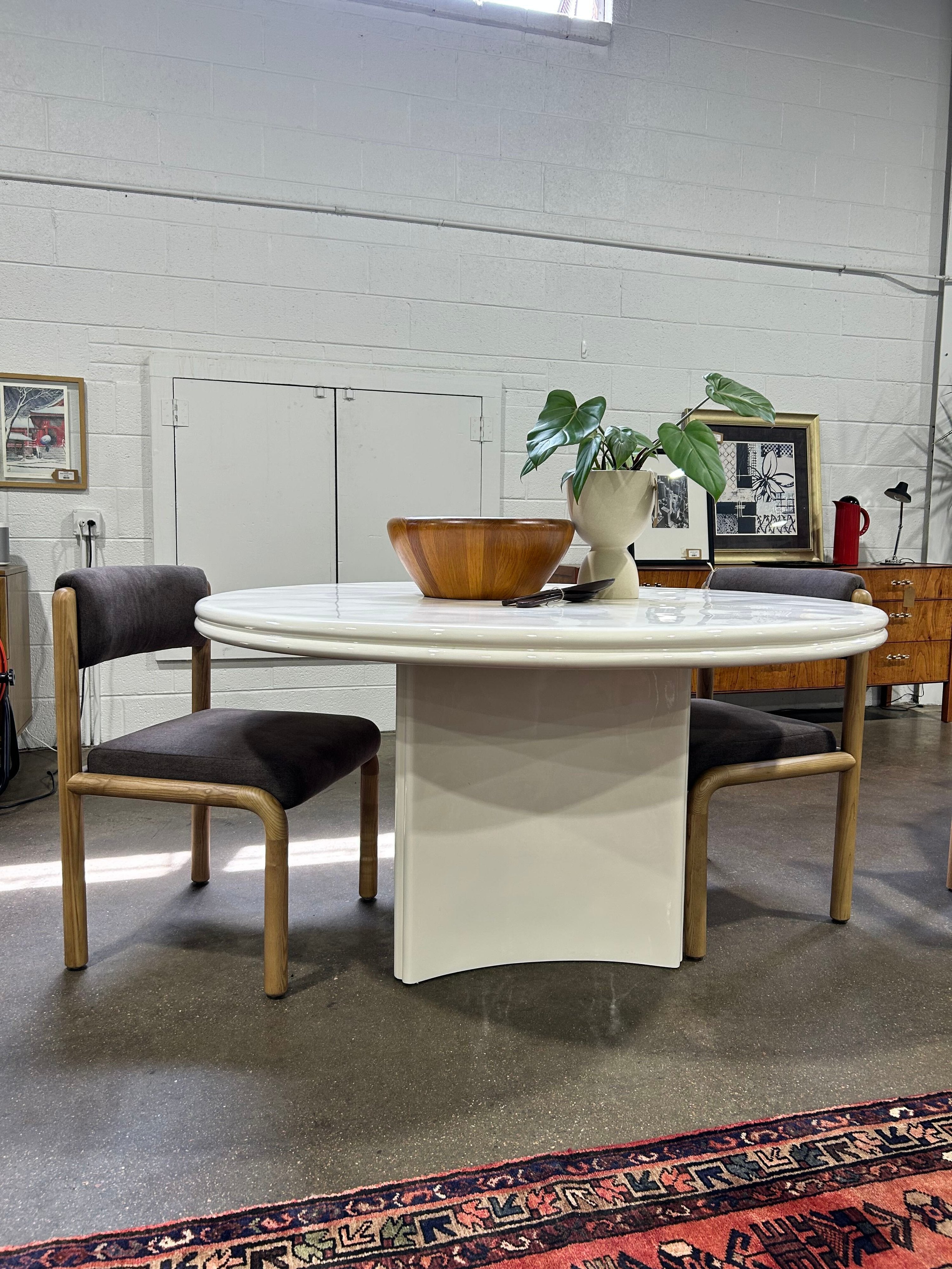CB2 Vesper 55in Round White Resin Dining Table - Image 2