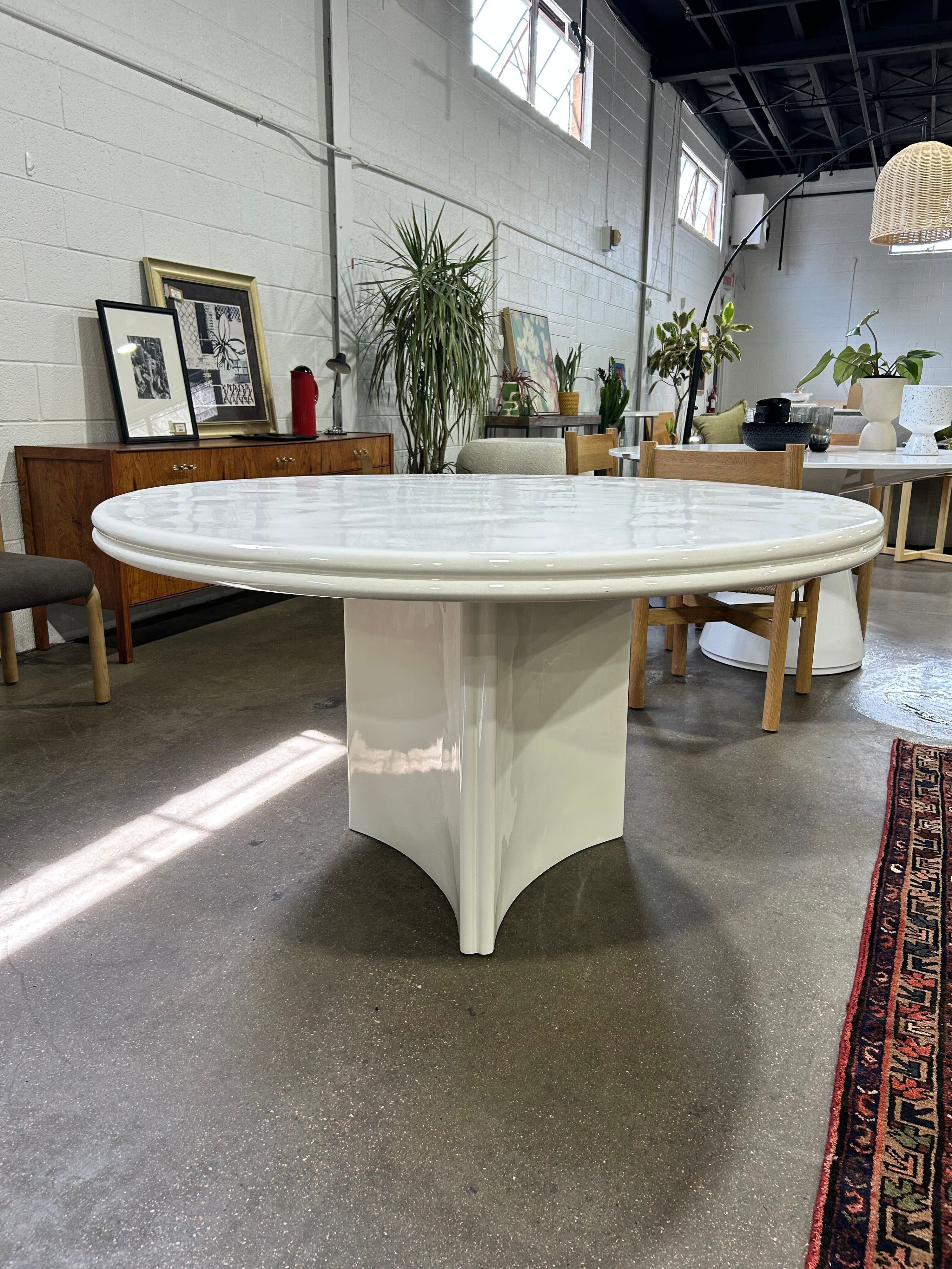 CB2 Vesper 55in Round White Resin Dining Table - Image 5