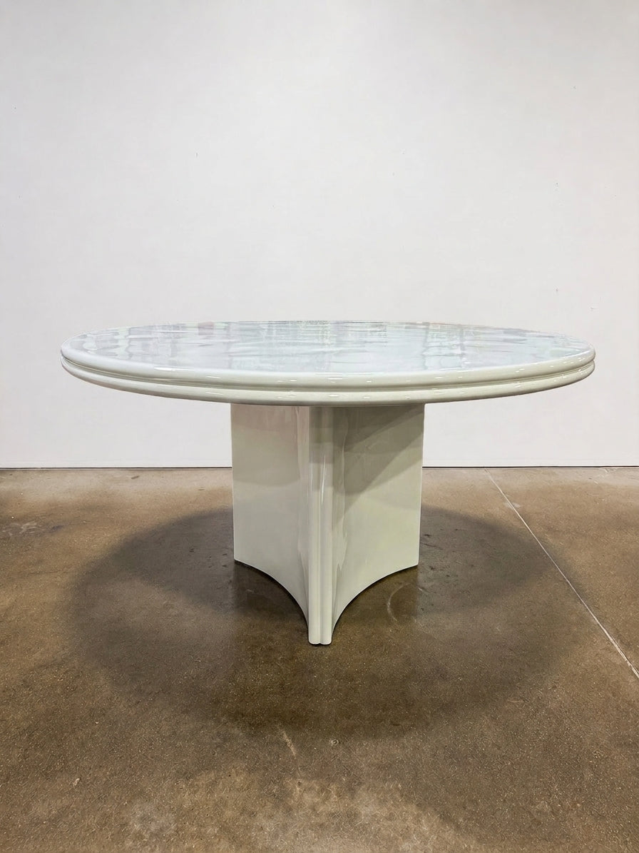 CB2 Vesper 55in Round White Resin Dining Table - Image 1