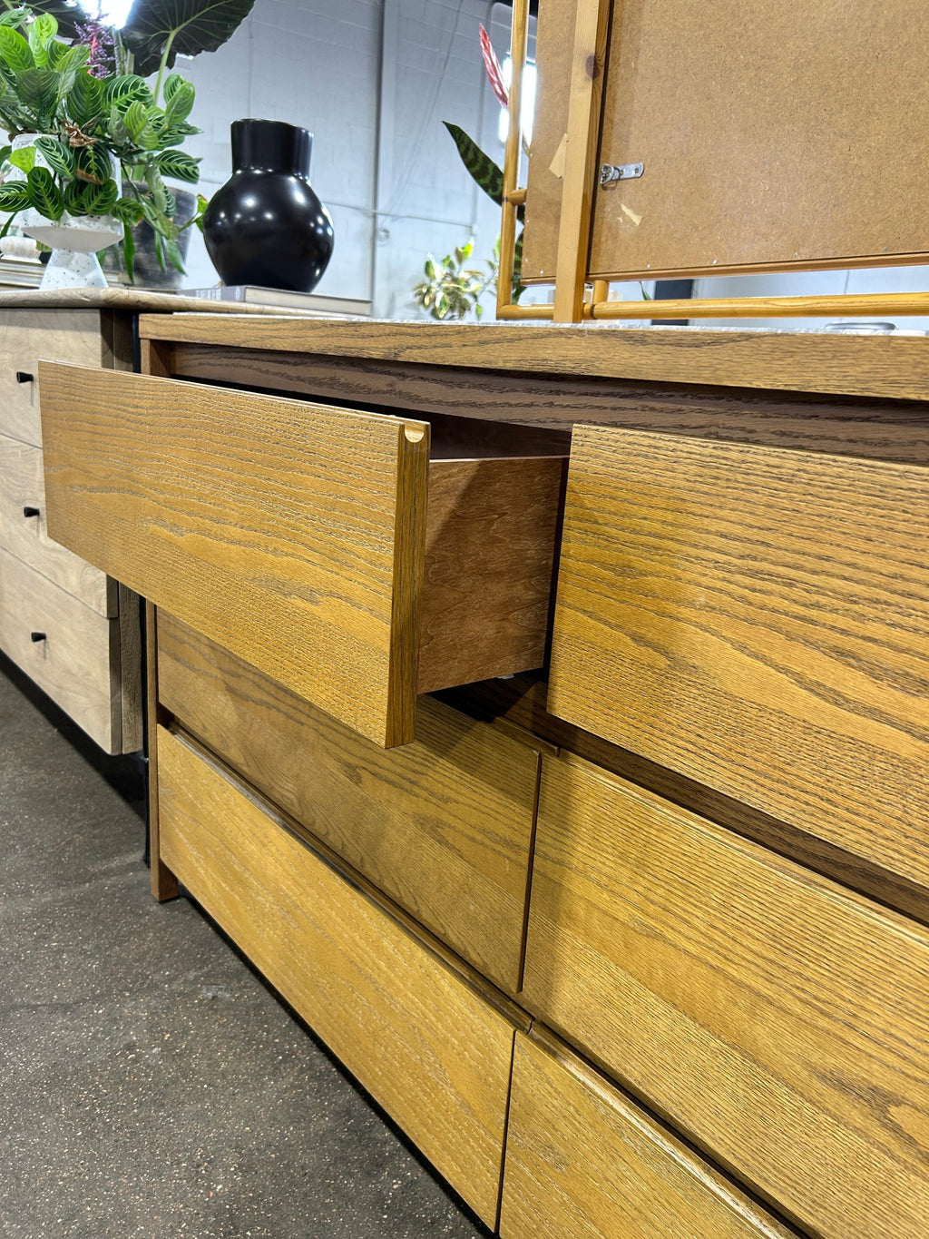 CB2 Welton Oak Dresser with Grey Marble - Image 3