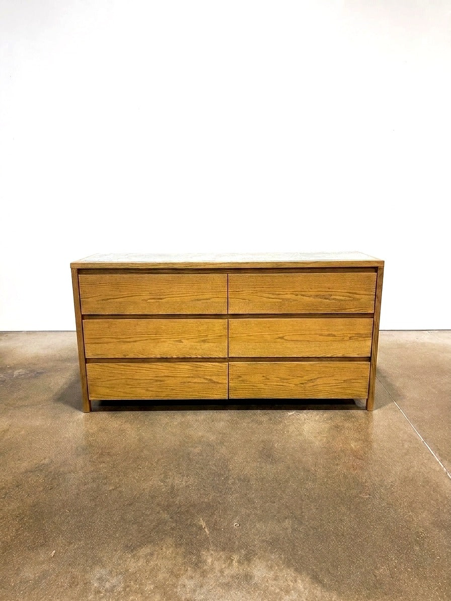 CB2 Welton Oak Dresser with Grey Marble - Image 1