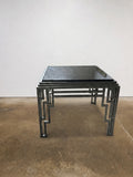 Postmodern Art Deco Steele and Stone Accent Table - Image 1