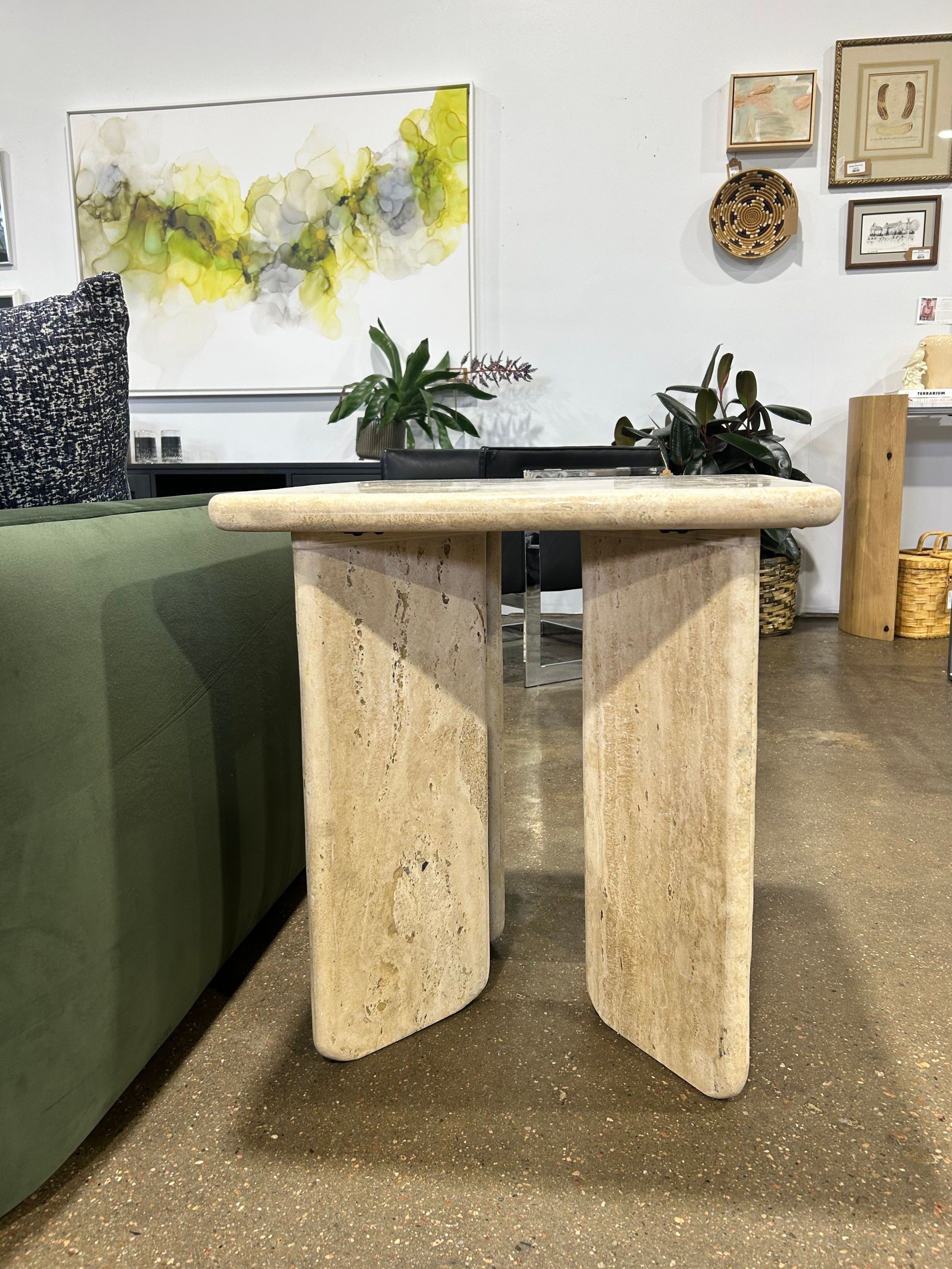 Amata Travertine Side Table - Image 2