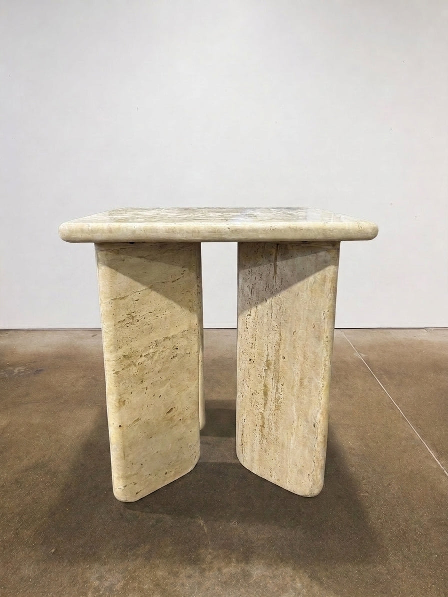 Amata Travertine Side Table - Image 1