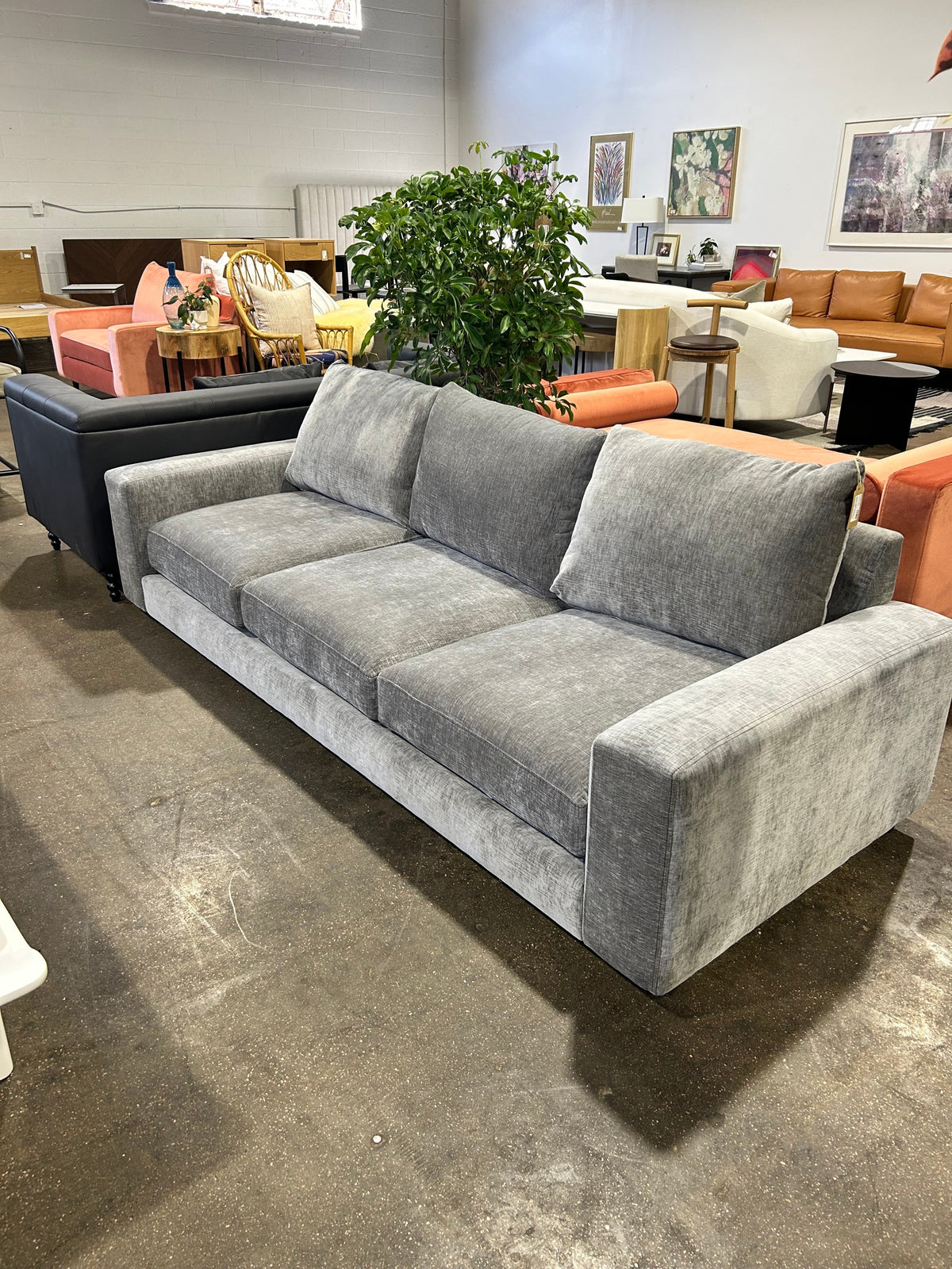 Saylor Wide Arm 3-Seat Sofa - Charcoal - Image 2