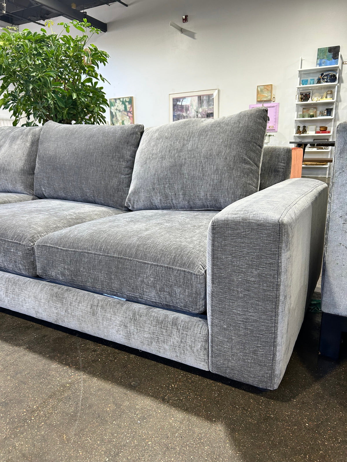 Saylor Wide Arm 3-Seat Sofa - Charcoal - Image 4