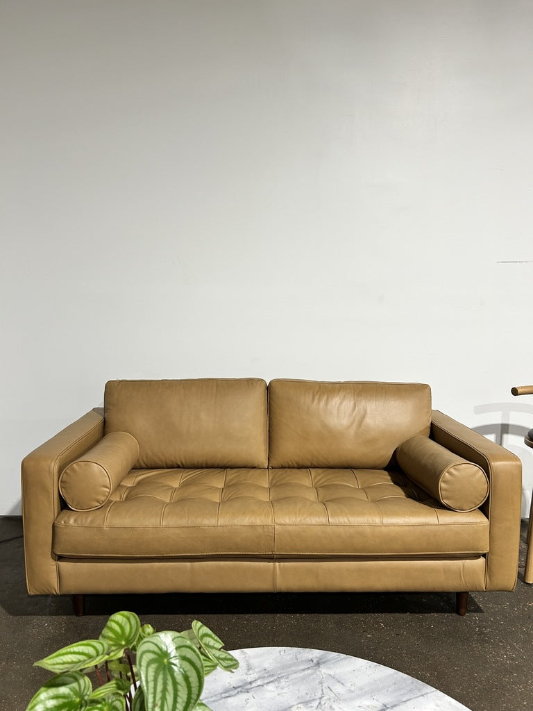 Sven 72" Tufted Leather Loveseat - Image 1