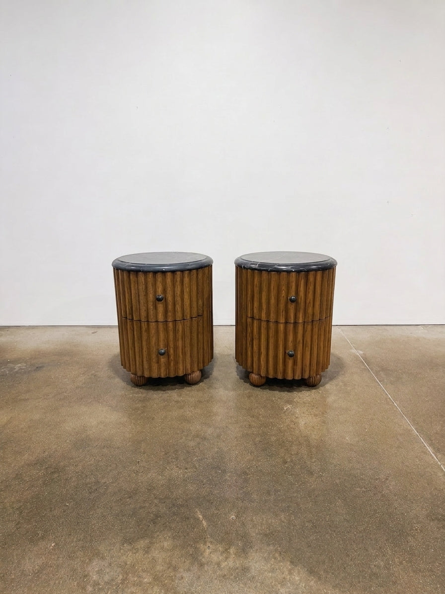 Carlisle Bedside Table - Black Marble - Image 1