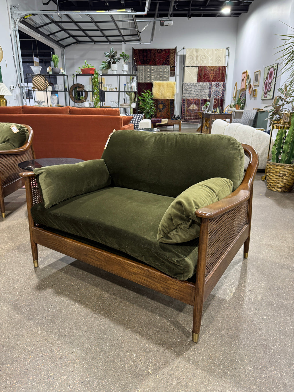 Atlanta Loveseat - Olive Velvet - Image 2