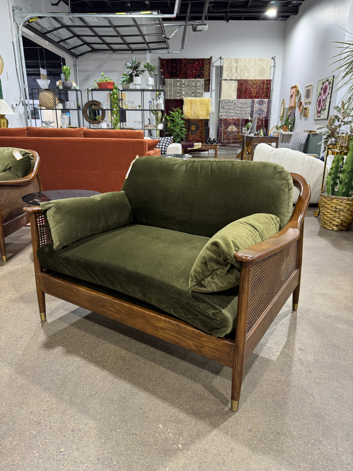 Atlanta Loveseat - Olive Velvet - Image 2