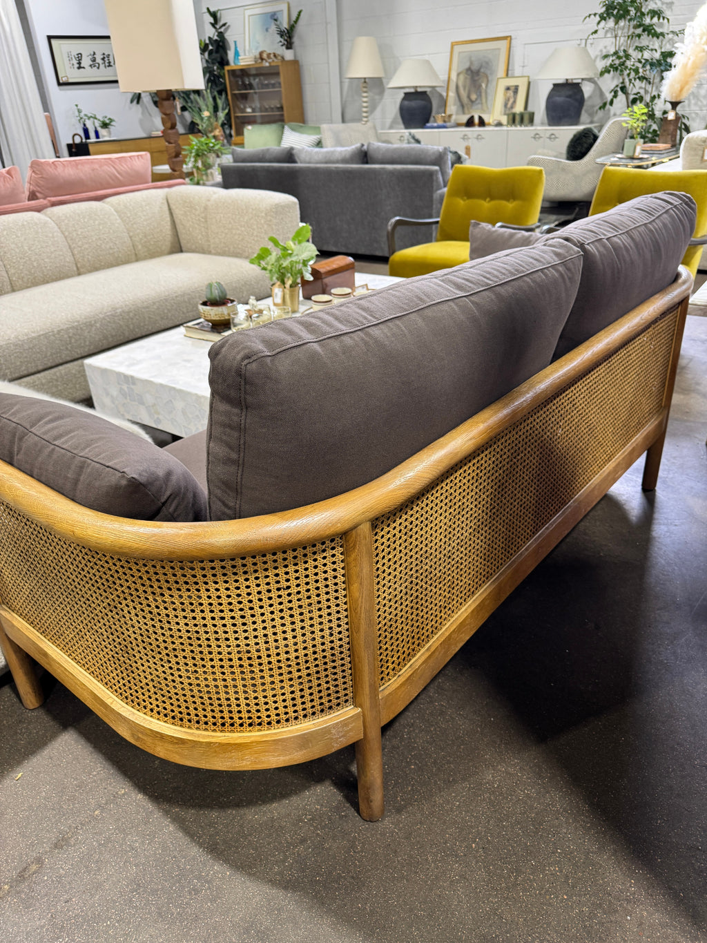 Sydney Cane Sofa - Washed Linen Charcoal - Image 3