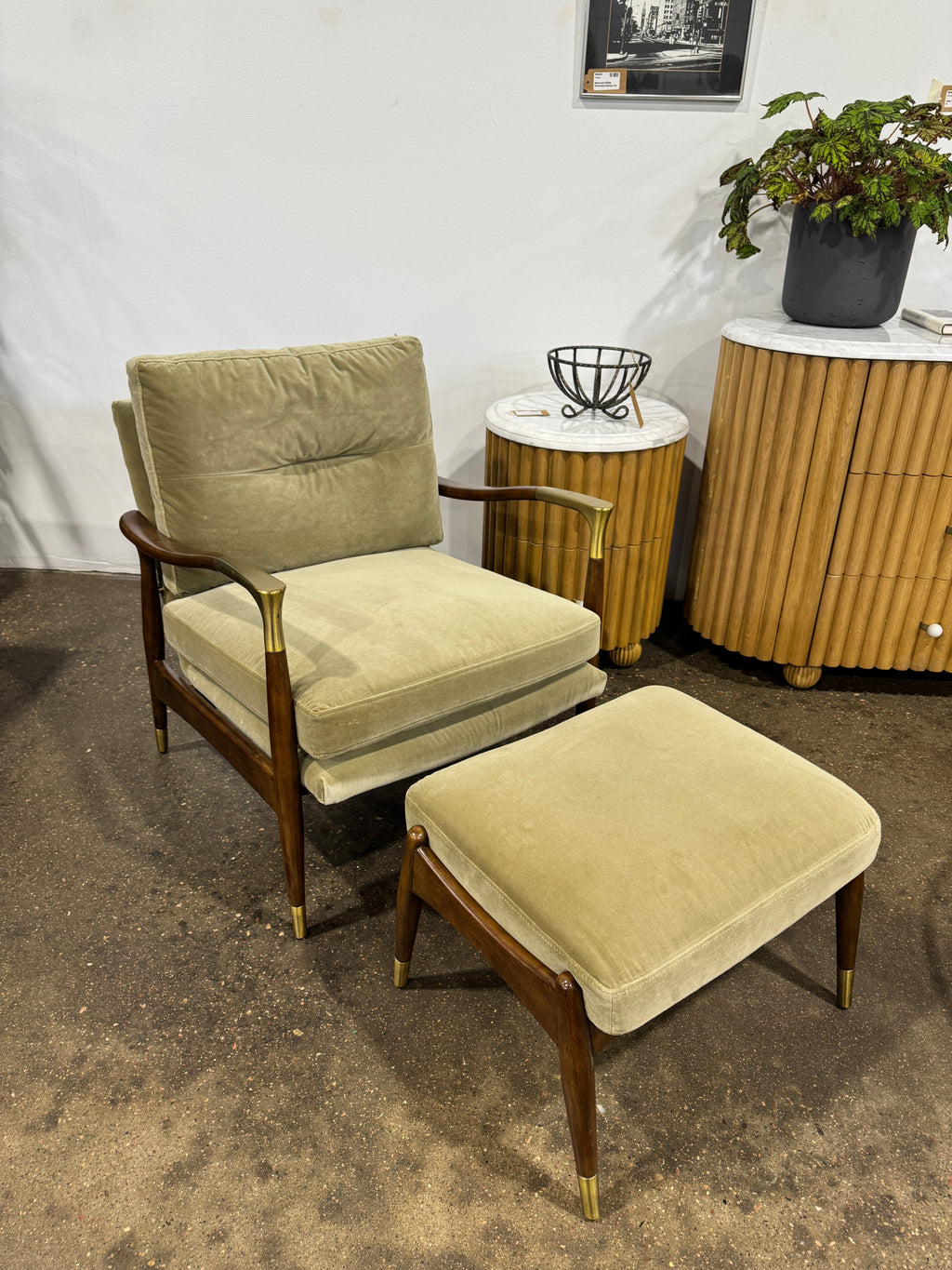 Theodore Armchair & Footstool - Velvet Lichen - Image 2