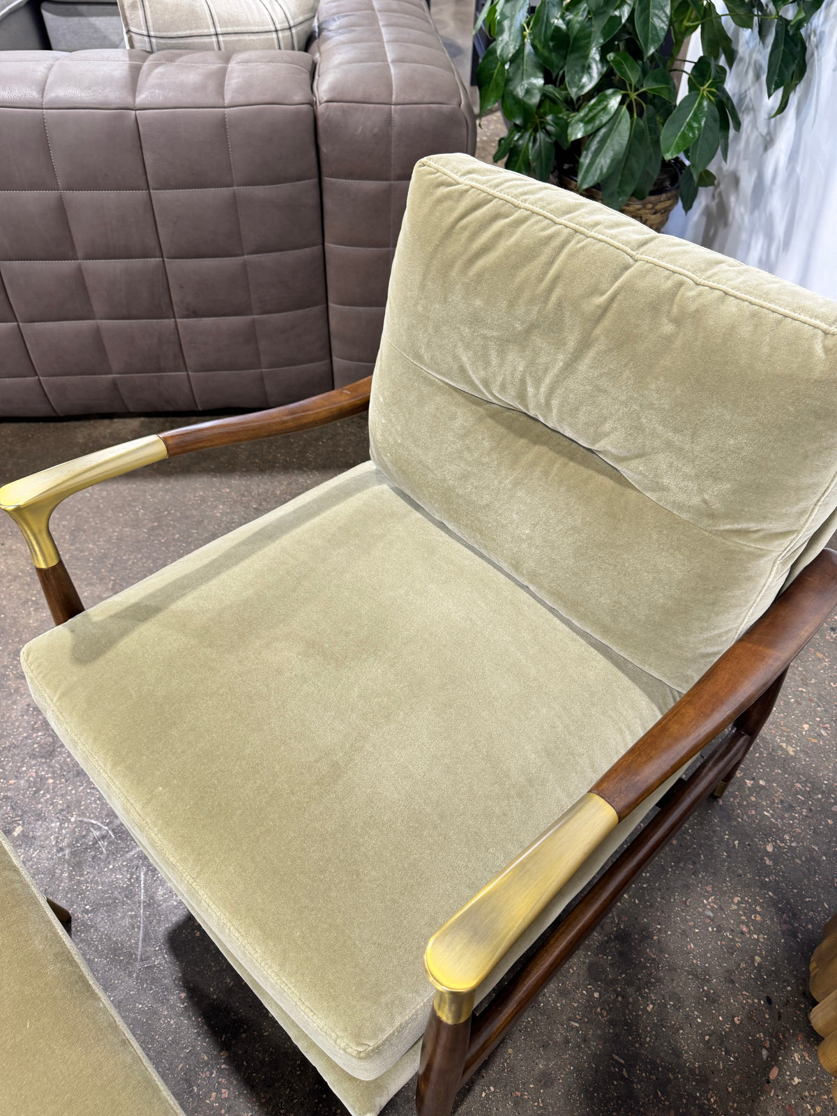 Theodore Armchair & Footstool - Velvet Lichen - Image 5