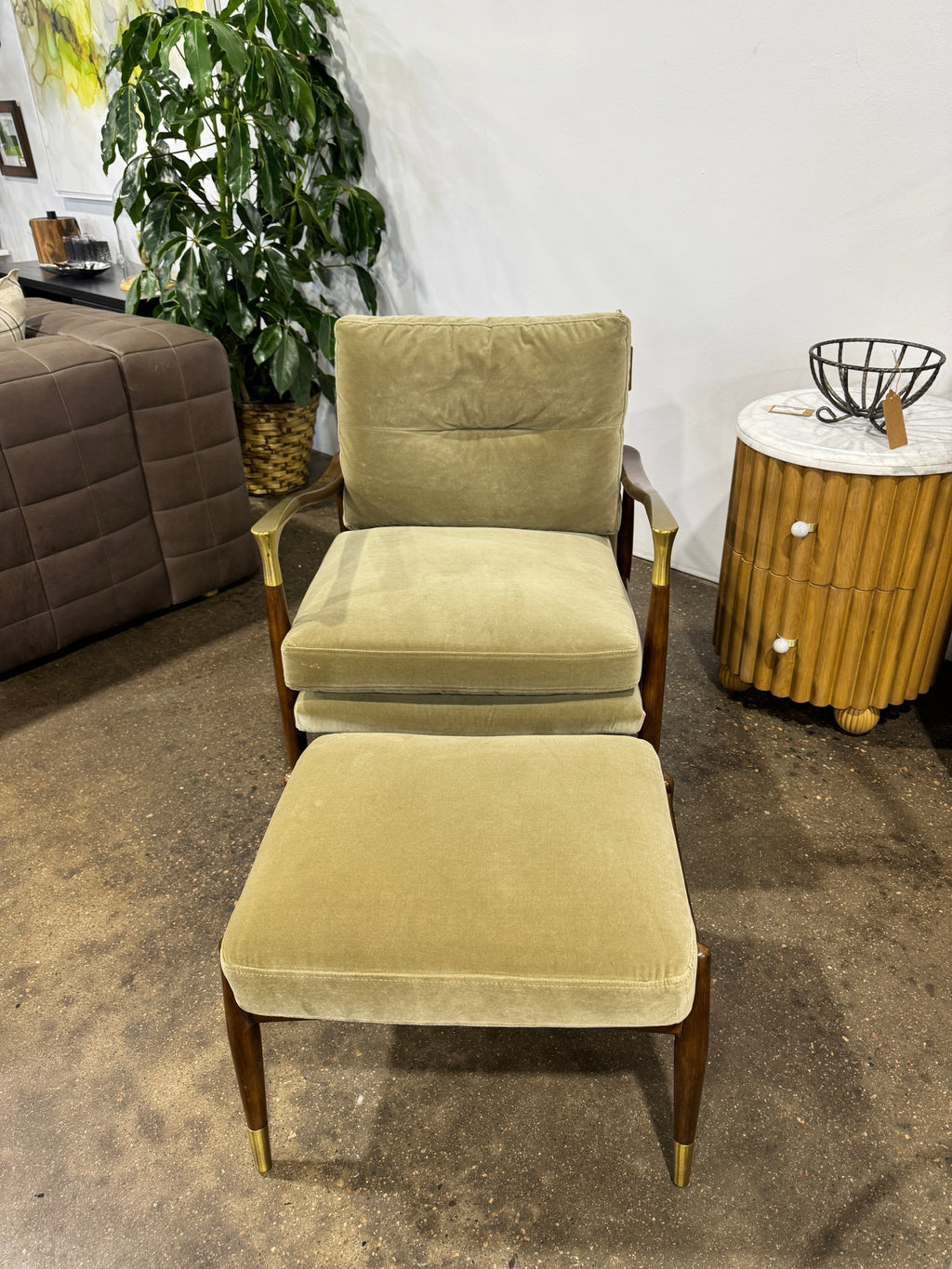 Theodore Armchair & Footstool - Velvet Lichen - Image 3
