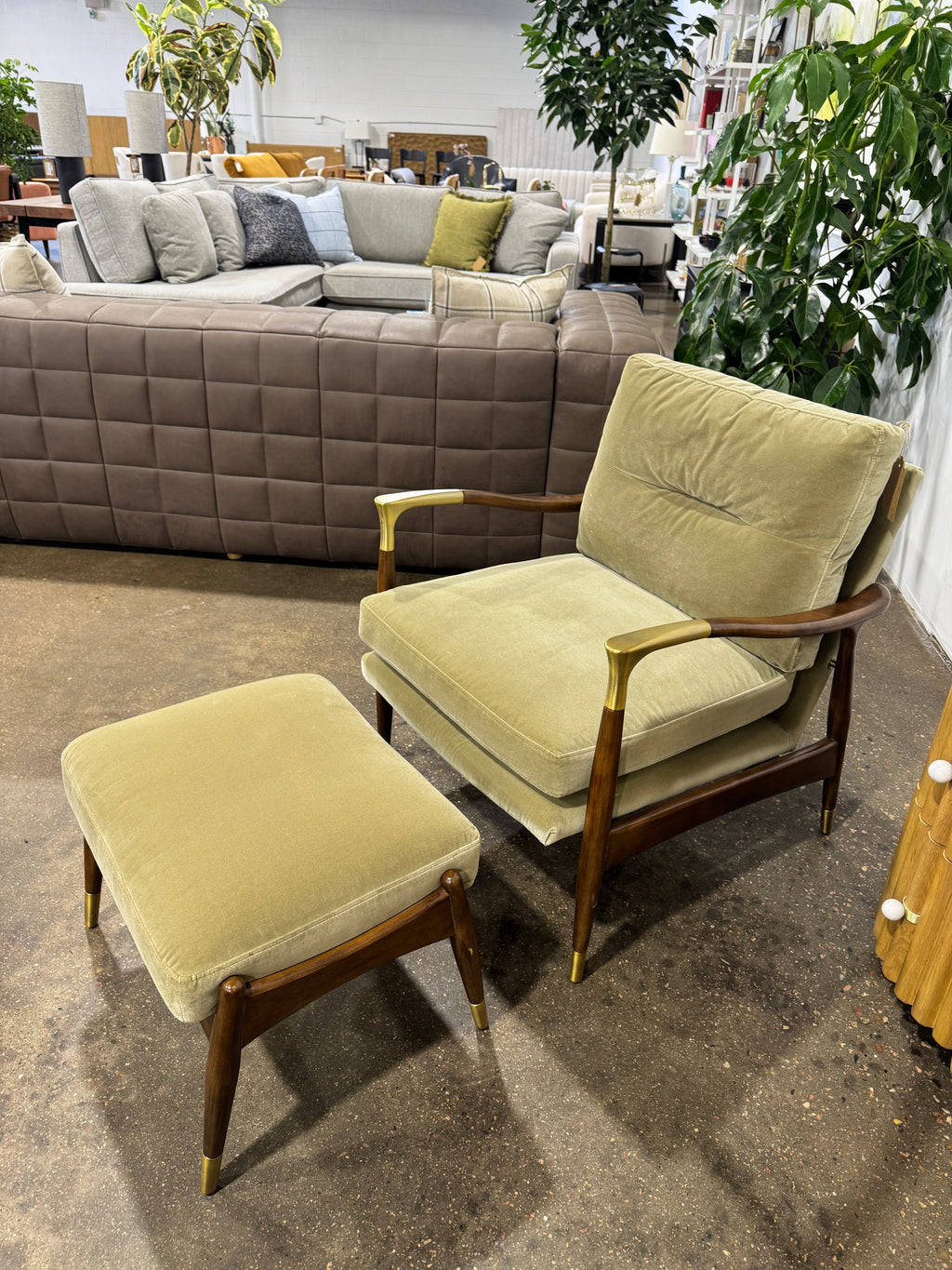 Theodore Armchair & Footstool - Velvet Lichen - Image 4