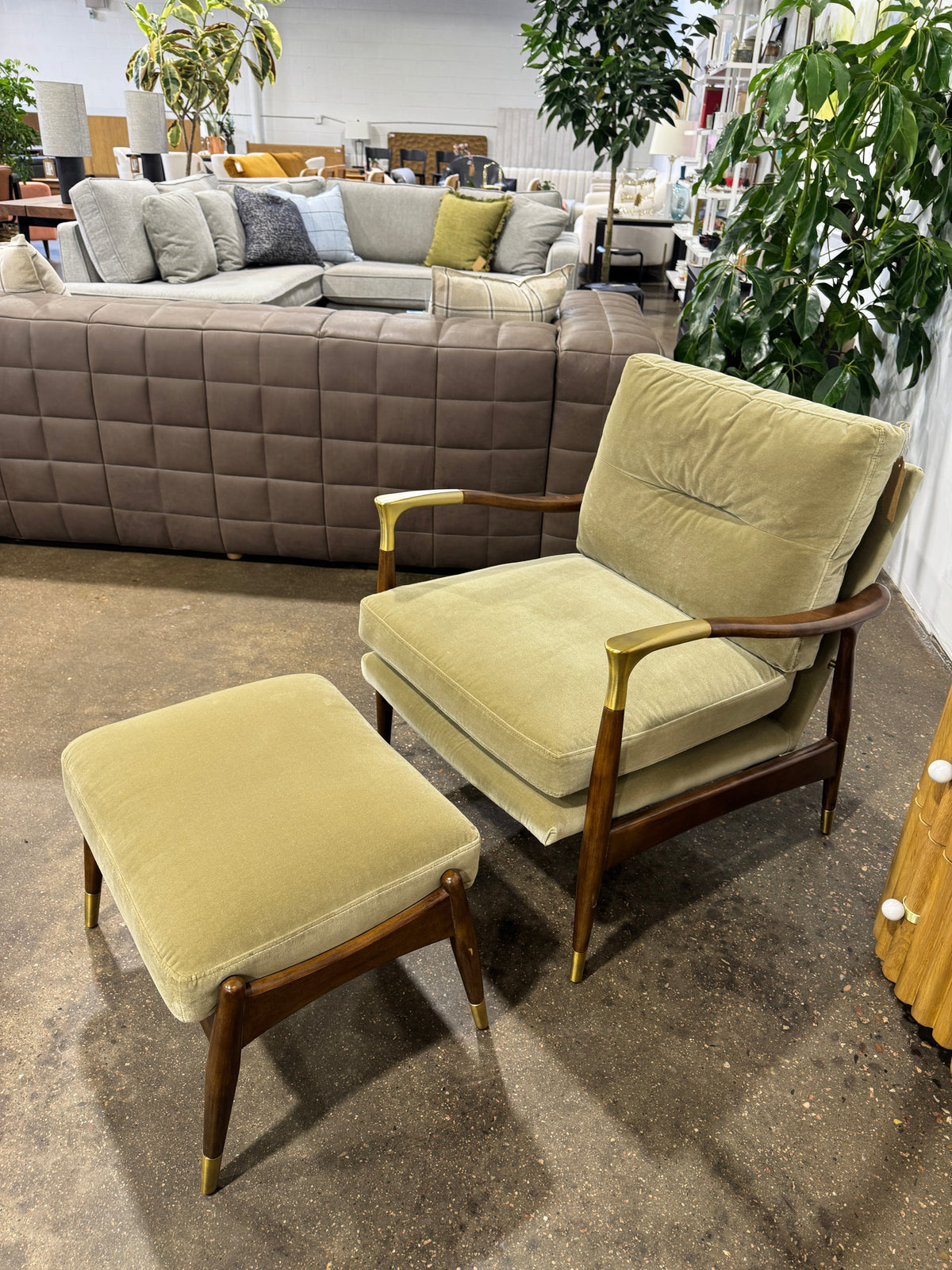 Theodore Armchair & Footstool - Velvet Lichen - Image 4