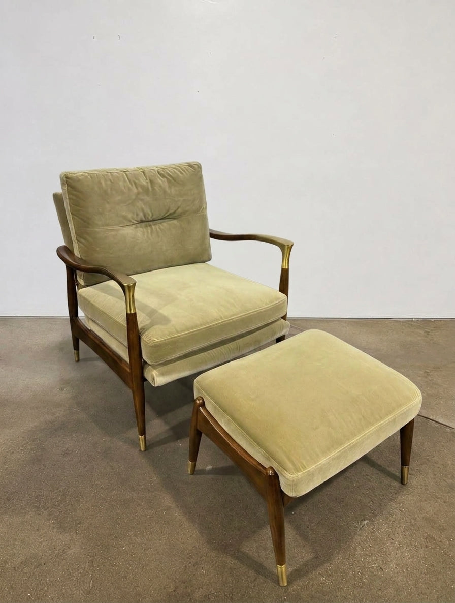 Theodore Armchair & Footstool - Velvet Lichen - Image 1