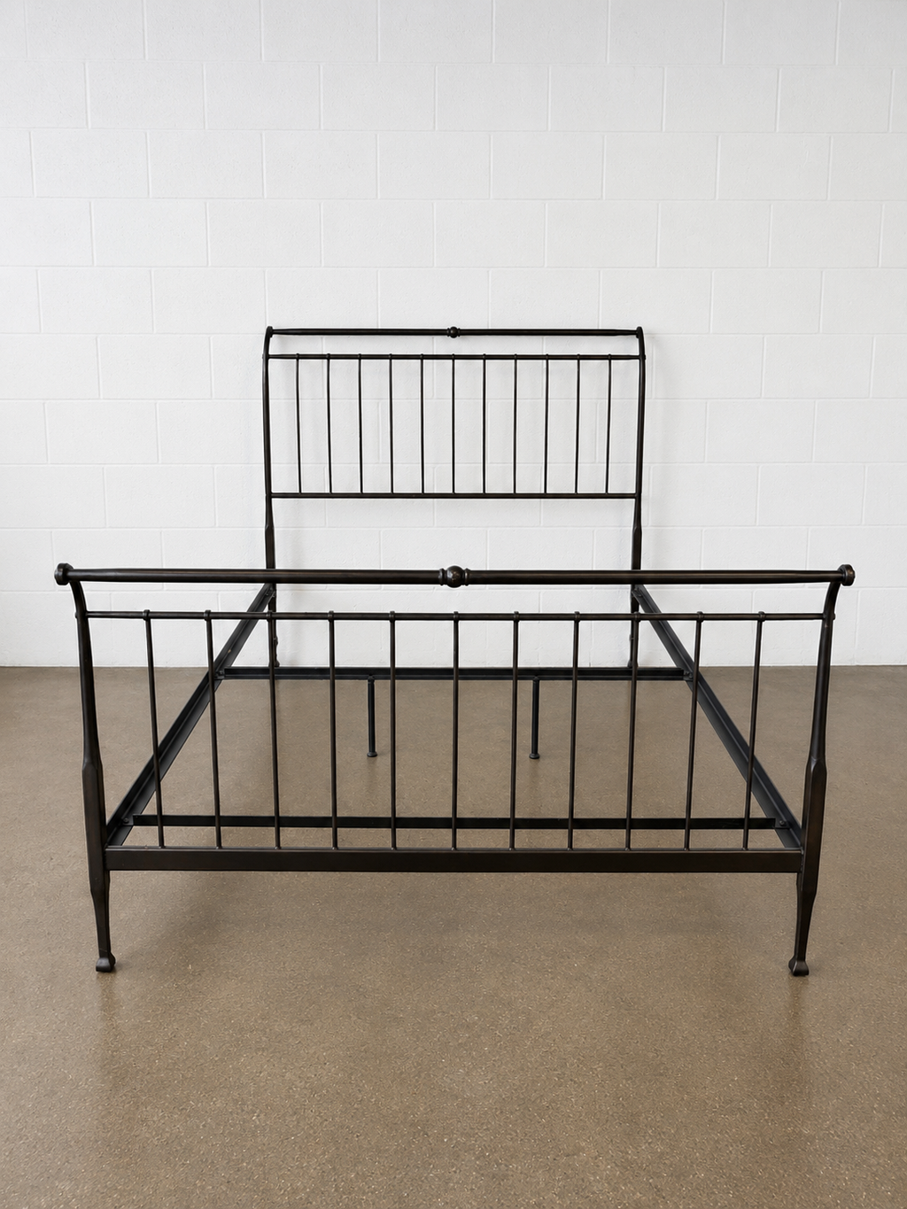 Crate & Barrel  Queen Wrought Iron Sleigh Bed