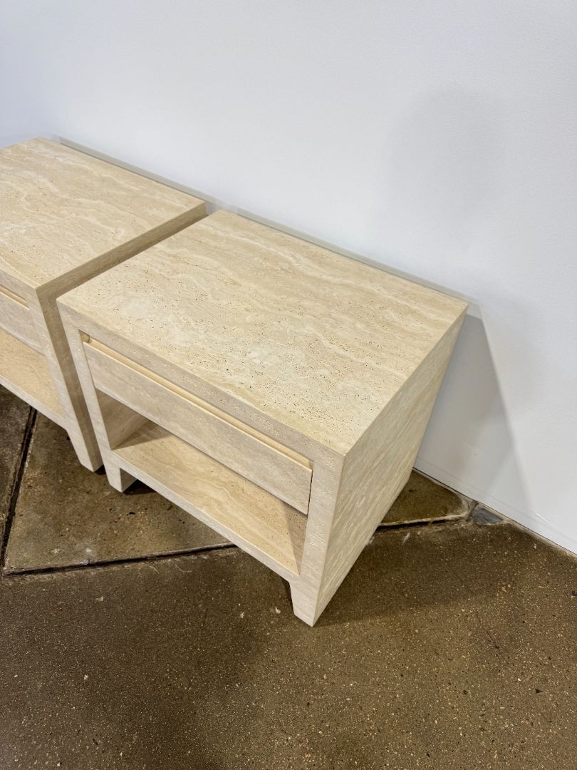 Restoration Hardware Stone Wyeth Travertine Nightstands - Set of 2