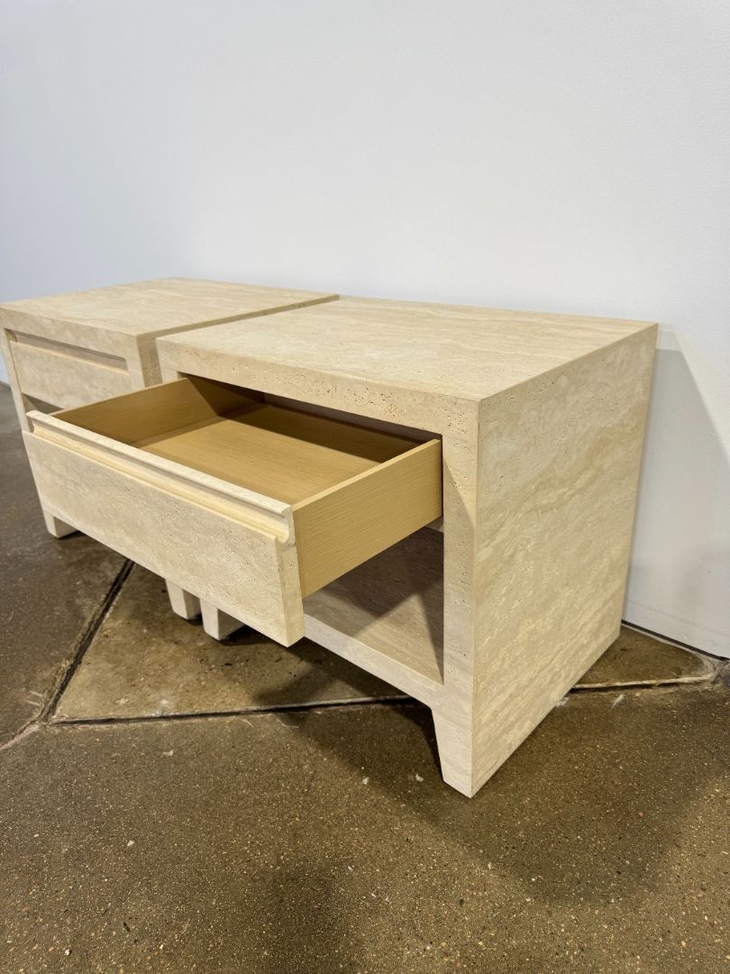 Restoration Hardware Stone Wyeth Travertine Nightstands - Set of 2