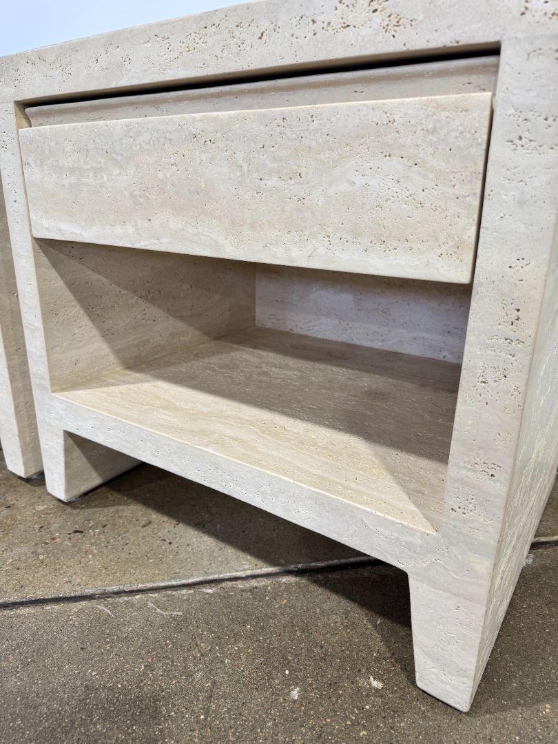 Restoration Hardware Stone Wyeth Travertine Nightstands - Set of 2