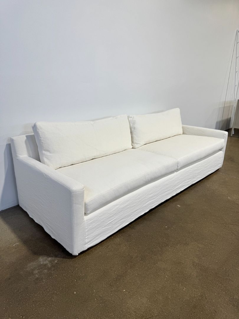 Jenni Kayne Harbor Sofa – 108" White Linen