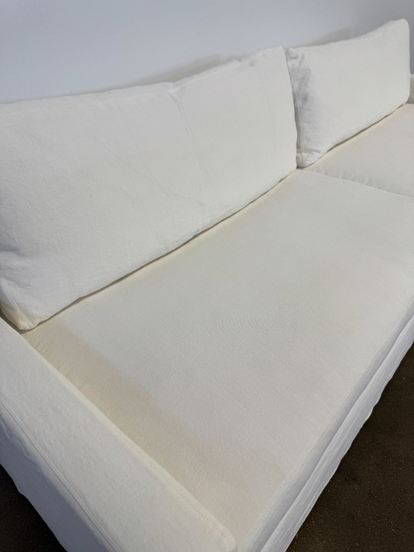 Jenni Kayne Harbor Sofa – 108" White Linen