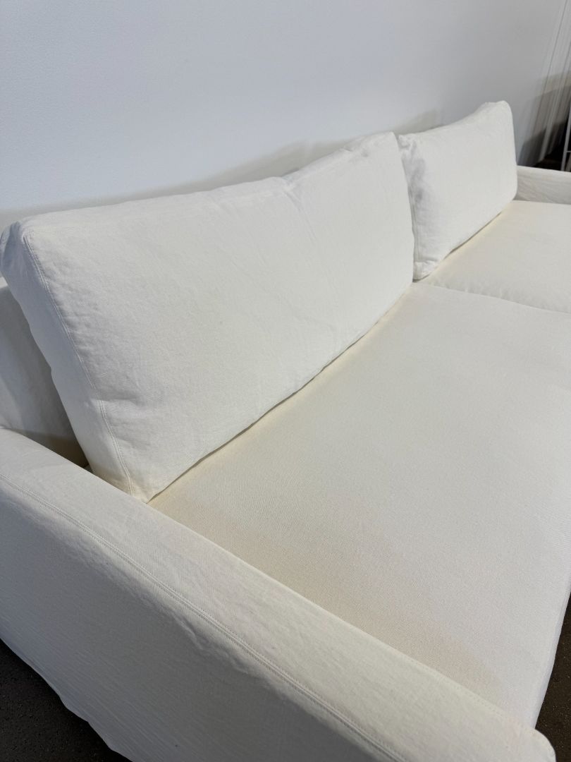 Jenni Kayne Harbor Sofa – 108" White Linen