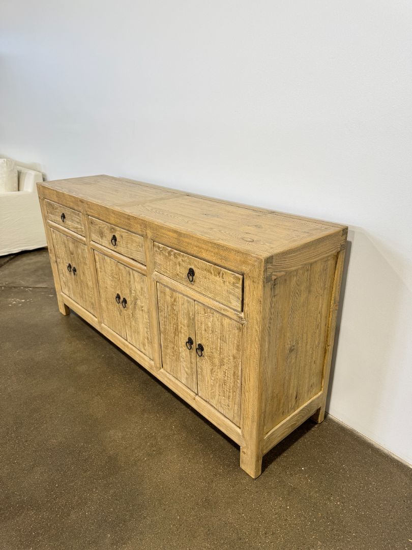 Vintage Solid Elm Sideboard – Natural Finish