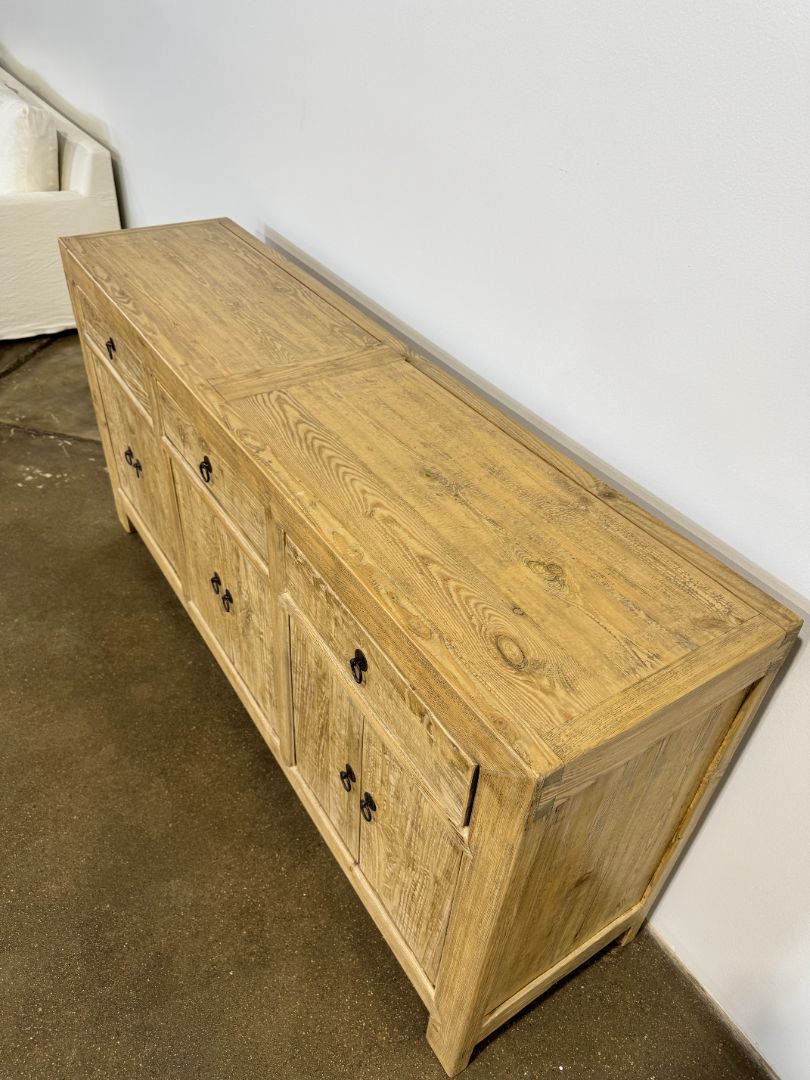 Vintage Solid Elm Sideboard – Natural Finish