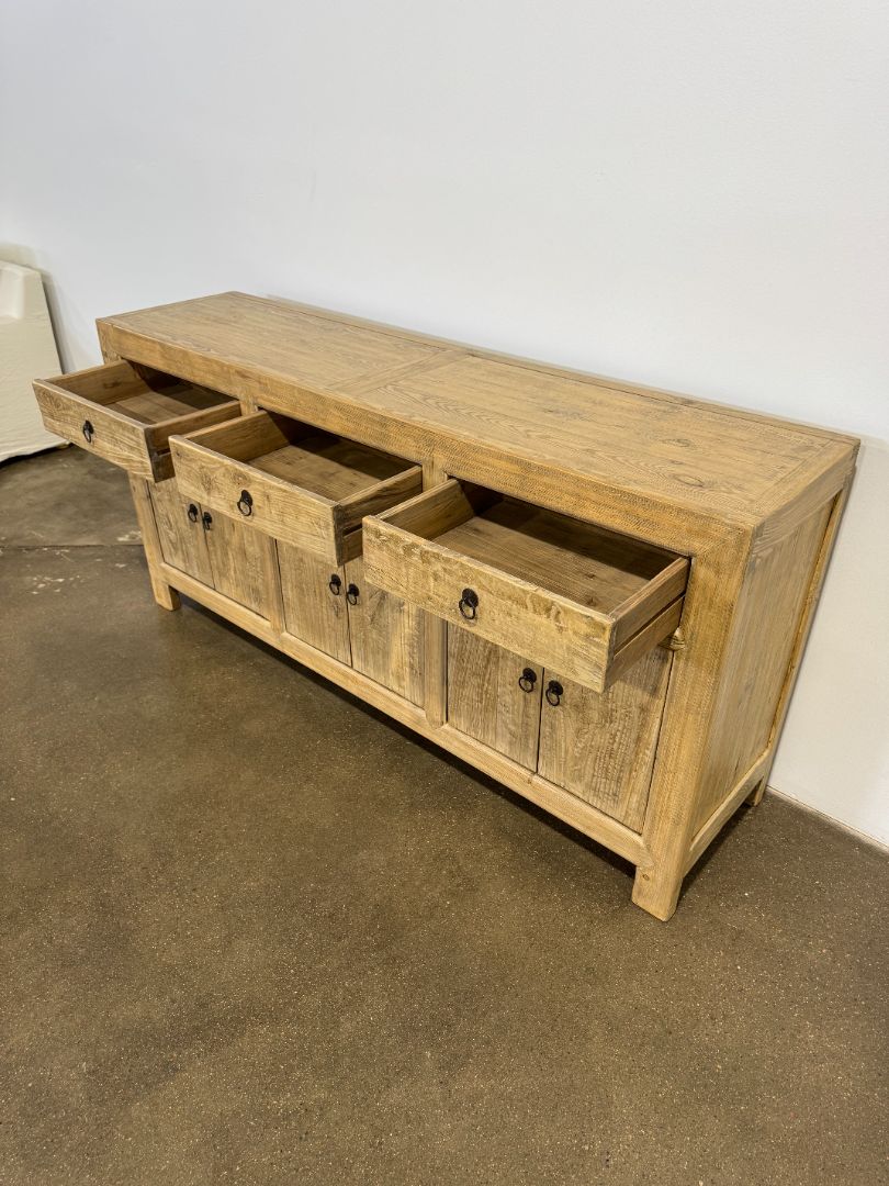 Vintage Solid Elm Sideboard – Natural Finish