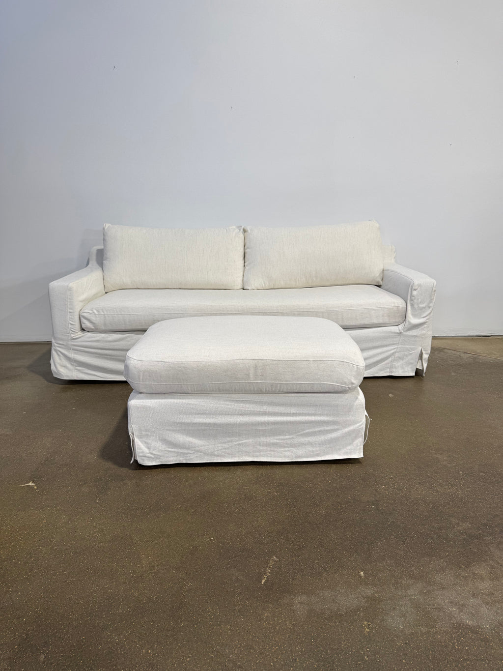 Interior Define Sloan Slipcovered Sofa w/ Ottoman